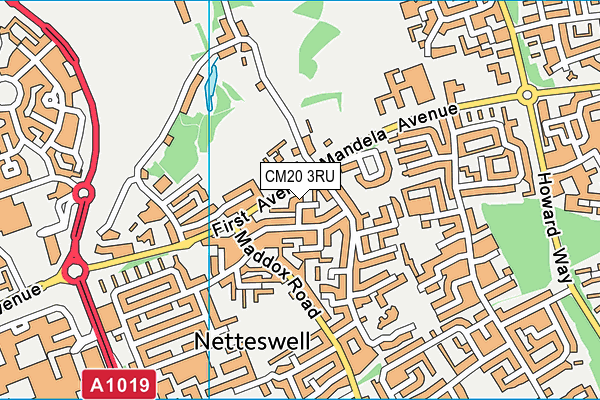 CM20 3RU map - OS VectorMap District (Ordnance Survey)