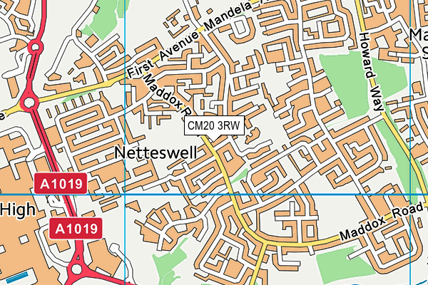 CM20 3RW map - OS VectorMap District (Ordnance Survey)