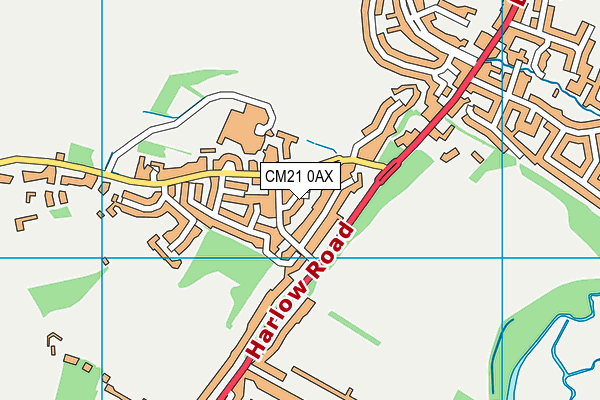 CM21 0AX map - OS VectorMap District (Ordnance Survey)