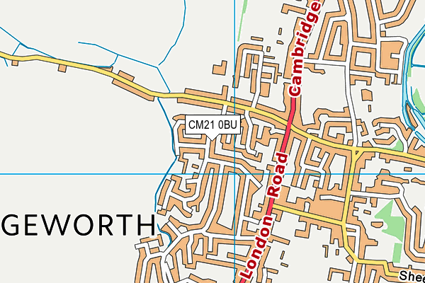 CM21 0BU map - OS VectorMap District (Ordnance Survey)