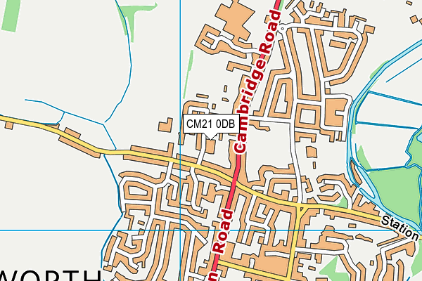 CM21 0DB map - OS VectorMap District (Ordnance Survey)