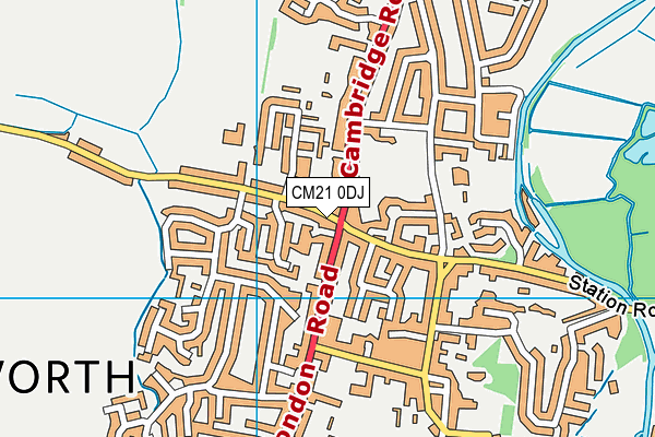CM21 0DJ map - OS VectorMap District (Ordnance Survey)