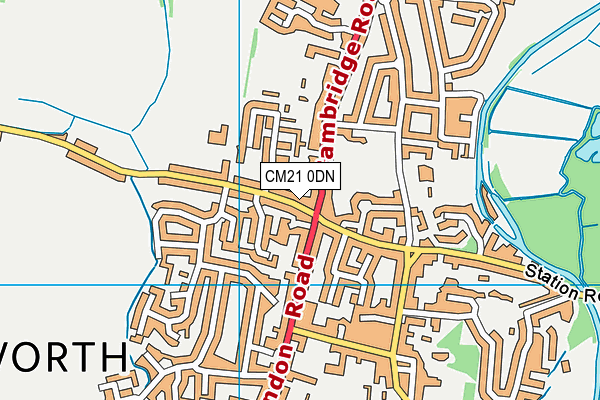 CM21 0DN map - OS VectorMap District (Ordnance Survey)