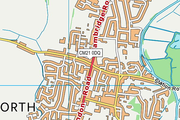 CM21 0DQ map - OS VectorMap District (Ordnance Survey)