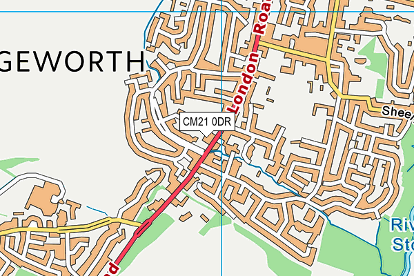 CM21 0DR map - OS VectorMap District (Ordnance Survey)