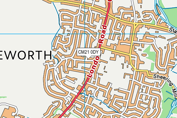 CM21 0DY map - OS VectorMap District (Ordnance Survey)