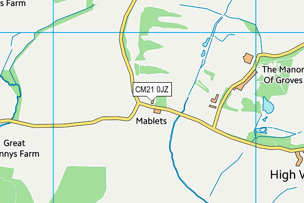 CM21 0JZ map - OS VectorMap District (Ordnance Survey)
