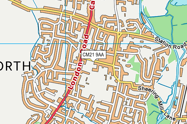 CM21 9AA map - OS VectorMap District (Ordnance Survey)