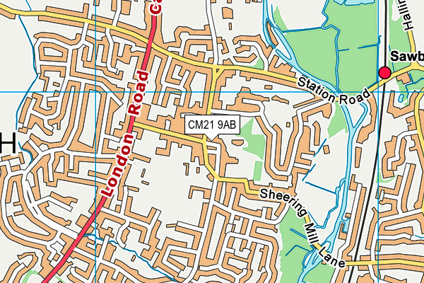 CM21 9AB map - OS VectorMap District (Ordnance Survey)
