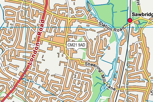 CM21 9AD map - OS VectorMap District (Ordnance Survey)