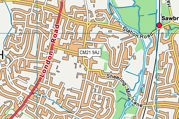 CM21 9AJ map - OS VectorMap District (Ordnance Survey)