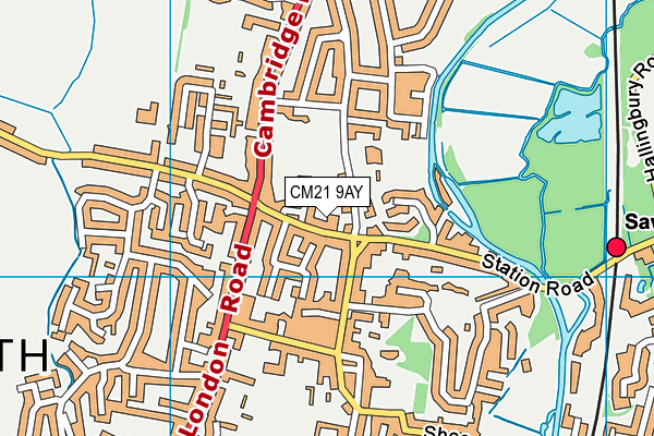 CM21 9AY map - OS VectorMap District (Ordnance Survey)