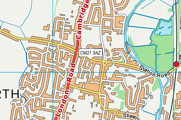 CM21 9AZ map - OS VectorMap District (Ordnance Survey)