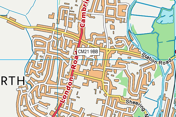 CM21 9BB map - OS VectorMap District (Ordnance Survey)