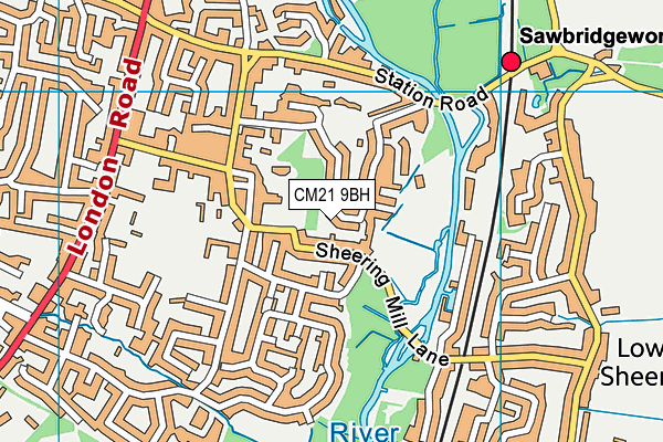 CM21 9BH map - OS VectorMap District (Ordnance Survey)
