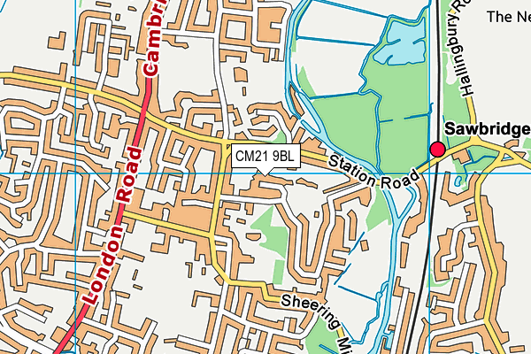 CM21 9BL map - OS VectorMap District (Ordnance Survey)