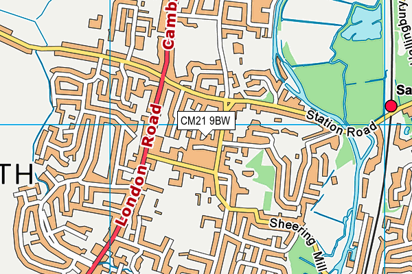 CM21 9BW map - OS VectorMap District (Ordnance Survey)