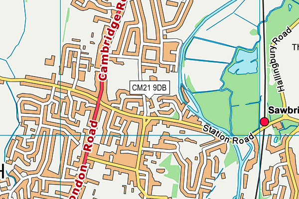 CM21 9DB map - OS VectorMap District (Ordnance Survey)