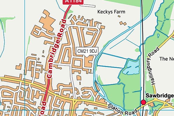 CM21 9DJ map - OS VectorMap District (Ordnance Survey)