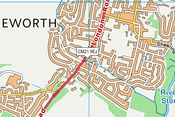 CM21 9EJ map - OS VectorMap District (Ordnance Survey)