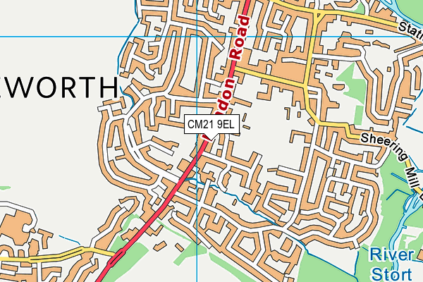 CM21 9EL map - OS VectorMap District (Ordnance Survey)