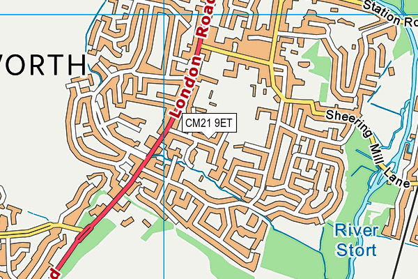 CM21 9ET map - OS VectorMap District (Ordnance Survey)