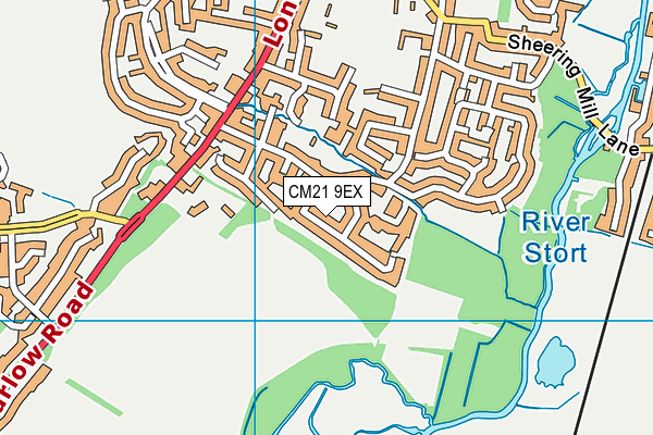 CM21 9EX map - OS VectorMap District (Ordnance Survey)