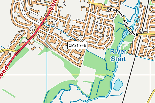 CM21 9FB map - OS VectorMap District (Ordnance Survey)