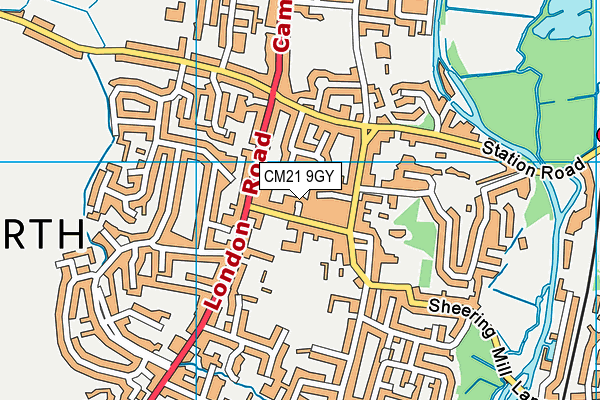 CM21 9GY map - OS VectorMap District (Ordnance Survey)