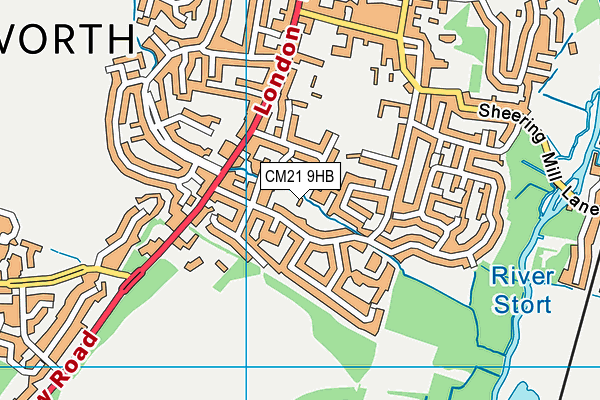 CM21 9HB map - OS VectorMap District (Ordnance Survey)