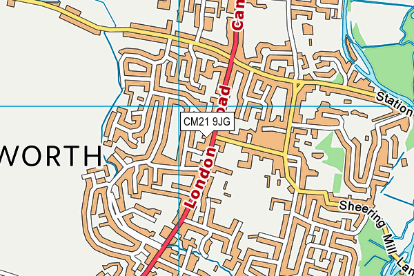 CM21 9JG map - OS VectorMap District (Ordnance Survey)