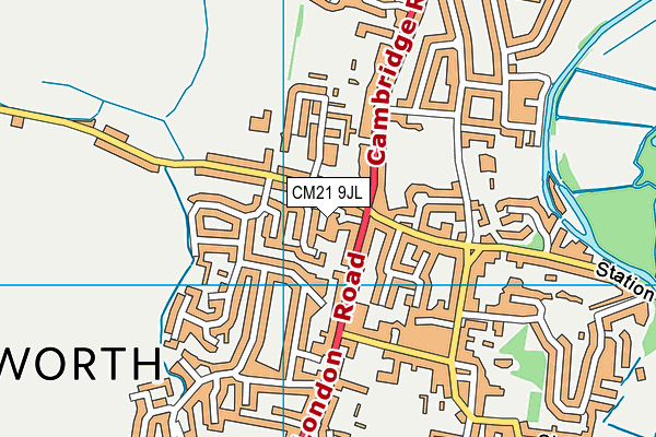 CM21 9JL map - OS VectorMap District (Ordnance Survey)