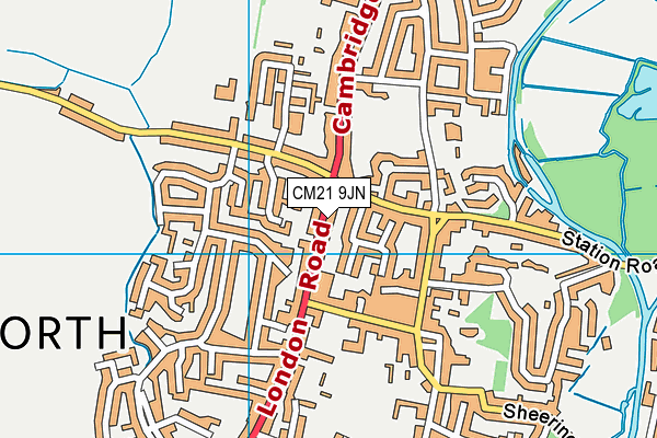 CM21 9JN map - OS VectorMap District (Ordnance Survey)