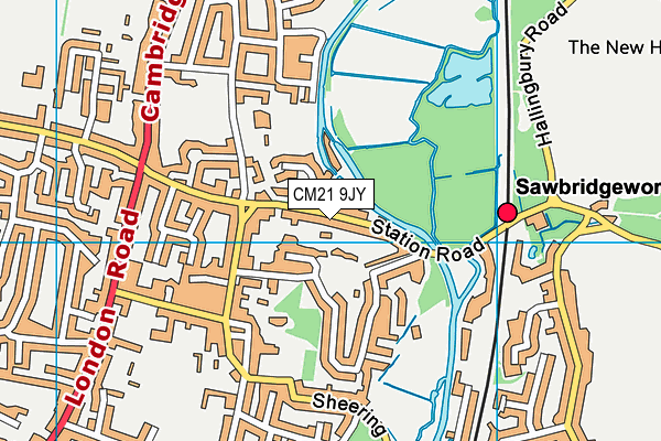 CM21 9JY map - OS VectorMap District (Ordnance Survey)