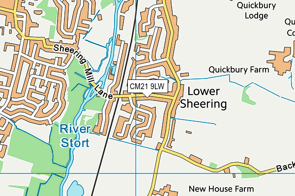 CM21 9LW map - OS VectorMap District (Ordnance Survey)