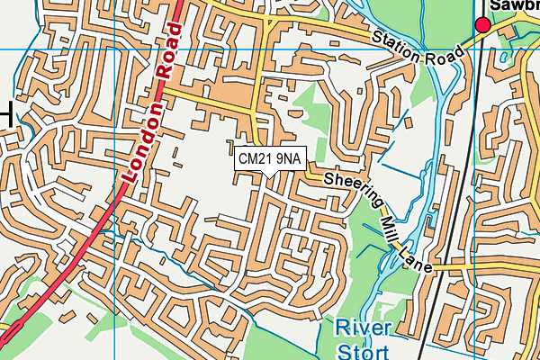 CM21 9NA map - OS VectorMap District (Ordnance Survey)