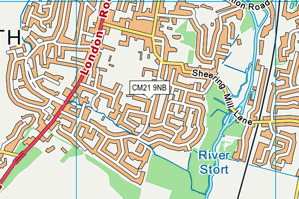 CM21 9NB map - OS VectorMap District (Ordnance Survey)