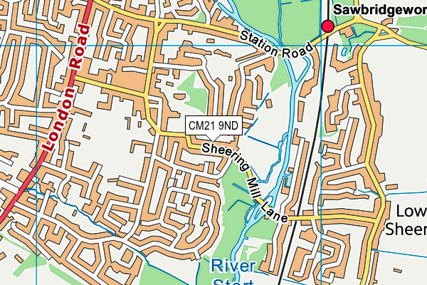 CM21 9ND map - OS VectorMap District (Ordnance Survey)