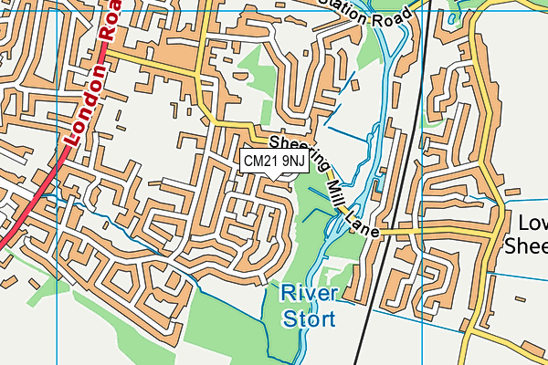 CM21 9NJ map - OS VectorMap District (Ordnance Survey)