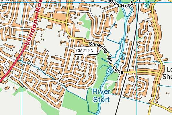 CM21 9NL map - OS VectorMap District (Ordnance Survey)