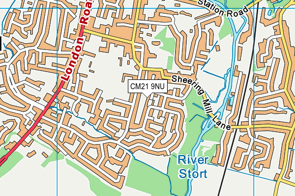 CM21 9NU map - OS VectorMap District (Ordnance Survey)