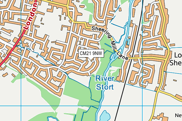 CM21 9NW map - OS VectorMap District (Ordnance Survey)