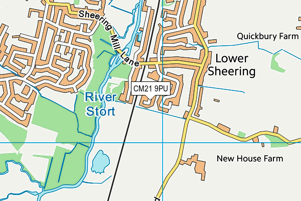 CM21 9PU map - OS VectorMap District (Ordnance Survey)