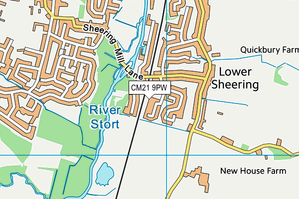CM21 9PW map - OS VectorMap District (Ordnance Survey)