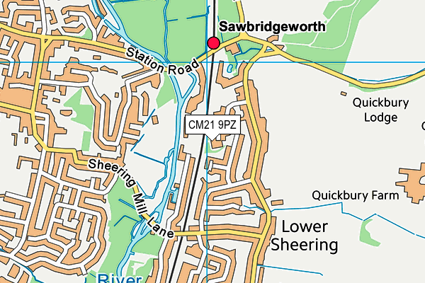 CM21 9PZ map - OS VectorMap District (Ordnance Survey)