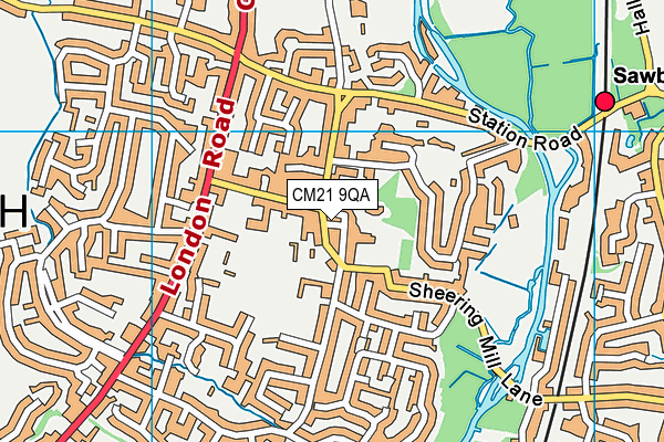 CM21 9QA map - OS VectorMap District (Ordnance Survey)