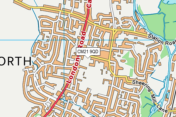 CM21 9QD map - OS VectorMap District (Ordnance Survey)