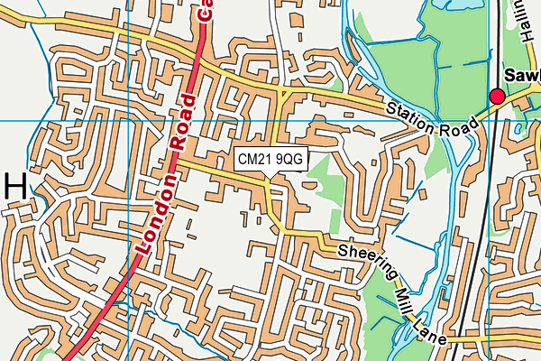 CM21 9QG map - OS VectorMap District (Ordnance Survey)