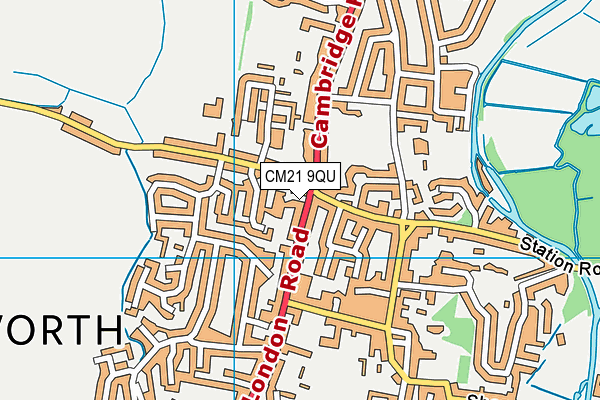 CM21 9QU map - OS VectorMap District (Ordnance Survey)