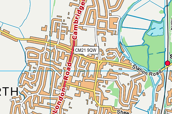 CM21 9QW map - OS VectorMap District (Ordnance Survey)